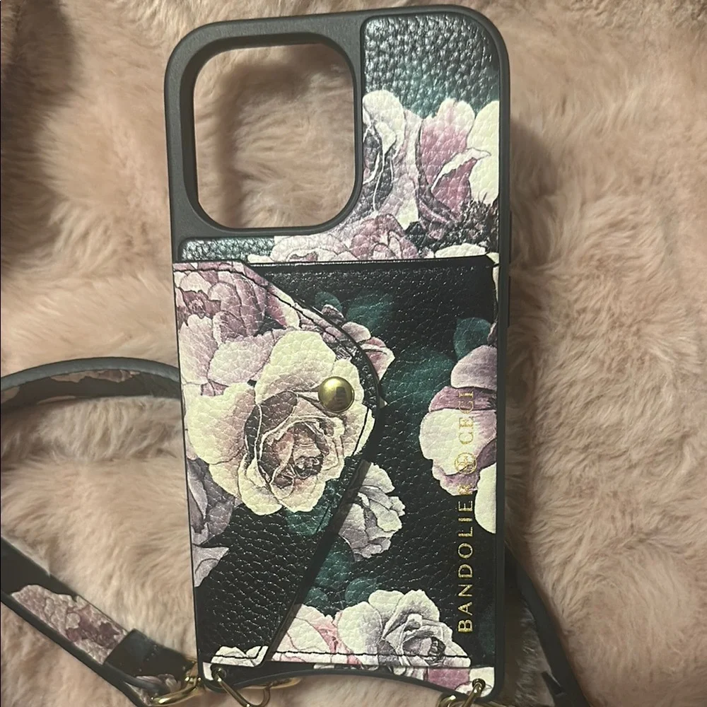 Bandolier Black and Pink Floral Phone Case for iPhone 13 Pro ( NOT Pro Max! )
